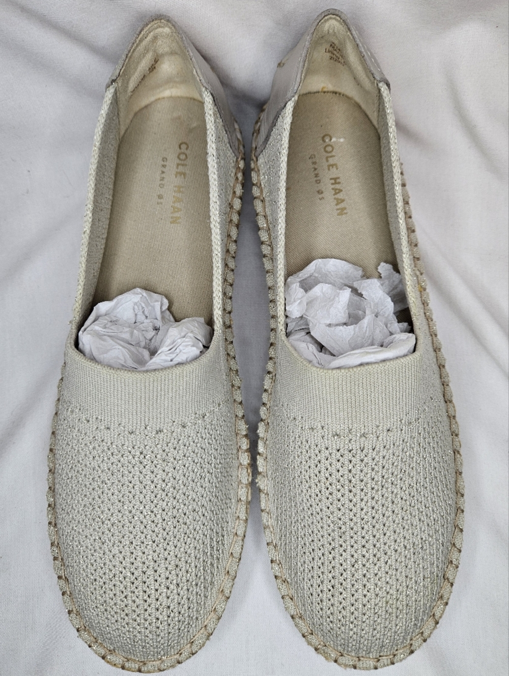 Cole Haan Cloud Feel Stretch Knit Espadrille Hawthorn Gold NWT Foam Comfy Slipon - Picture 10 of 14